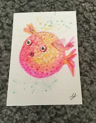Buy Aceo Watercolour Hedgehog Quirky Fish 9 By Yvette New 2023 Original Unmounted  • 3£