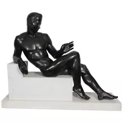 Buy Italian Novecento, Reclining Male Nude, Patinated Bronze Sculpture, Ca. 1930 • 29,924.79£