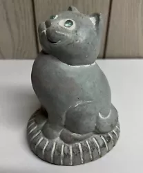 Buy 1986 Signed Isabel Bloom Sitting Cat  Sculpture Glass Eyes Rare Retired • 33.07£