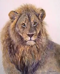 Buy ORIGINAL Signed Watercolour Painting LION Lioness Animal Cat Art Clare Crush • 80£