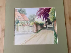 Buy Countryside Lane House With Trees Gate Signed DG Painting With Border • 8£