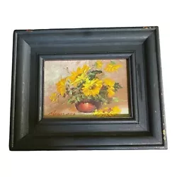 Buy Vintage Robert Cox Original Oil Painting Yellow Flowers In Vase Signed Framed • 165.37£