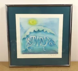 Buy 2000 M. Moscato Original Watercolor Painting Blue Tiger Framed  (i@b1) • 23.15£