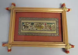 Buy Vintage Small Painting On Wood Of Horses People Carriage Etc. In Bamboo Frame • 9.99£