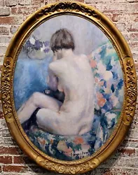 Buy Gaston Haustrate -Nude Female On A Settee -1920 Art Deco Oil Painting • 11,340.68£