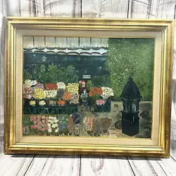 Buy Flower Market Floral Painting French /France Green Red SIGNED Gold Frame • 377£