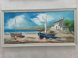 Buy Original Oil Painting Boats Seascape Vintage  • 30£