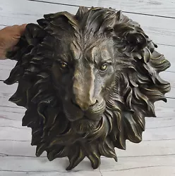 Buy African Male Lion Head Cat Bronze Sculpture Bust Signed Art Gift Marble Sale • 647.17£