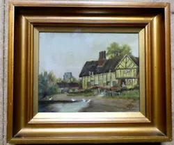 Buy Antique OIL PAINTING By DMC 1921 Cottage In Rural Scene Framed • 76.99£