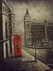 Buy Black White Red London Big Ben Large Oil Painting Canvas Modern Cityscape Art • 27.95£