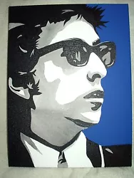 Buy Canvas Painting Bob Dylan Shades Blue B&W Art 16x12 Inch Acrylic • 38£