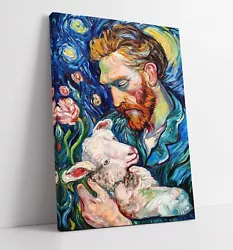 Buy Painting Of Van Gogh With A Lamb -deep Framed Canvas Wall Art Picture Print • 24.99£