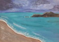 Buy Original Painting Seascape Beach Tropical Acrylic Hand Painted Canvas • 25£