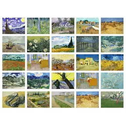 Buy 50 Pcs Vincent Van Gogh Art Aesthetic Paintings Art A6 Set Pack 15x10 Cm (6x4 ) • 11.95£