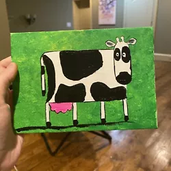 Buy Paintings On Canvas Panel Original 5/7, Gift, Abstract Cow • 10.79£