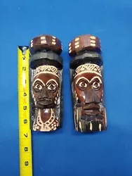 Buy Carved Totem Jamaica Ocho Rios Wood Woman & Man's Face Statue Figure 6 3/4  Tall • 20.66£