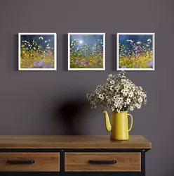 Buy Set Of 3 Floral Paintings - Triptych - Midnight Spring - By Jennifer TAYLOR • 165£