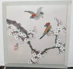Buy Chinese Original Watercolor Red Head Birds On A Blossom Tree Painting Signed • 283.49£