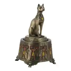 Buy Bastet Egyptian Cat Goddess Of Protection Music Box Cold Cast Bronze & Resin • 57.65£