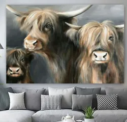 Buy Highland Soft Grey Cows DEEP FRAMED CANVAS WALL ART PICTURE Or PAPER PRINT • 9.99£