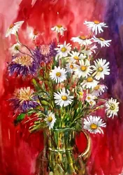 Buy Wildflowers Watercolor Painting Original  Still Life Watercolor Floral Artwork • 82.94£