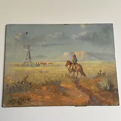 Buy Bill Chappell Oil Painting Small As Is Cowboy Western Cows Landscape Famous 8  • 683.08£