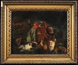 Buy EARLY 19th CENTURY LARGE FRENCH OIL CANVAS STUDY - BARQUE OF DANTE - DELACROIX • 0.99£