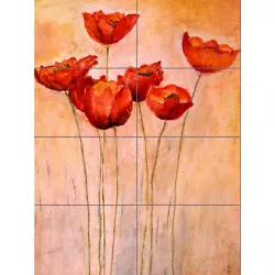 Buy Flower Red Poppies Painting XL Giant Panel Poster (8 Sections) • 14.99£