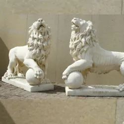 Buy Pair Of Very Large Stunning Lions’ Sculpture On A Ball • 1,838.99£