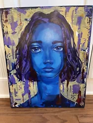 Buy Blue Lady Portrait Original Painting On Canvas Pop Art ~16x20” Freedom Rodriguez • 46.34£