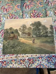 Buy Vintage Antique Victorian Edwardian Watercolour House Girl Landscape Trees • 15£