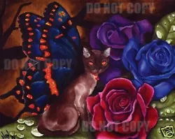 Buy ORIGINAL OIL PAINTING CAT BUTTERFLY Fairy Art By VERN • 547.31£