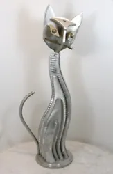 Buy Vintage J. NESLOR Aluminum Cat Sculpture. Modern Abstract Industrial UNIQUE • 753.58£