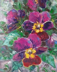 Buy Pansies Original Oil Painting Still Life Flowers Violets 10x8 Inches   Ⓣ • 33.15£