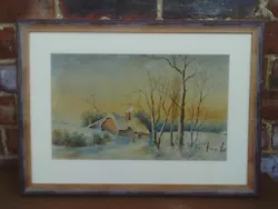 Buy Framed Antique 1909 Watercolour Painting Of Thatched Cottage & Trees -E. Walker • 38£