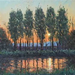 Buy River Thames Sunset, Berkshire, Oil Painting On Canvas  • 100£
