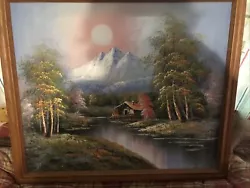 Buy M. Maxwell Acrylic Painting Landscape Really Sweet Bob Ross Style 28”x26” • 187.34£