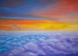 Buy Sky Painting Colorful Sunset Clouds Original Oil Painting 20x27.5 Inches • 661.50£