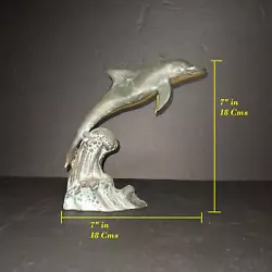 Buy Antique Dolphin On Wave Art Statue Handcrafted Bronze Sculpture PAIR • 65.32£