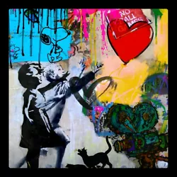 Buy Girl With Balloon Mr. Street Art Banksy Mickey 100x100 Acrylic Glass Loft/Print • 171.52£