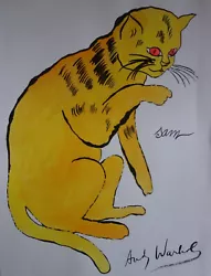 Buy Fine Unique Painting – Pop Art Cat, Signed Andy Warhol, W COA • 641.98£
