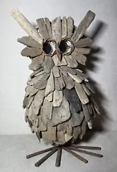 Buy Driftwood Owl Wood Figure Owl Figure Home Decor 13 Inches Mirror Eyes Metal Feet • 20.66£
