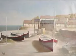 Buy Vilany, Boats And Shore Town, Oil On Canvas, Signed L.L • 3,068.45£