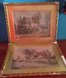 Buy Pair Of Antique Watercolor Paintings With Damaged Frames • 45£