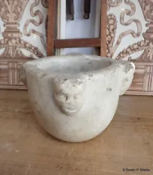 Buy Anthropomorphic Marble Mortar Sculpted Faces Unknown Origins And Date Antique# • 295£