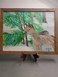 Buy Original Painting On Canvas Deer In Forest Signed By What's Up 15 X12    MINT • 24.65£