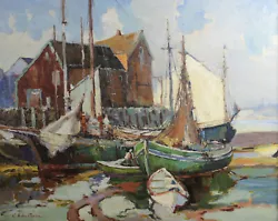 Buy Camillo Adriani (American 20th Century) Oil Painting On Canvas, Harbor Scene • 1,979.69£