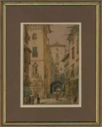 Buy N. Oran - Framed 19th Century Watercolour, Continental City Street • 86£