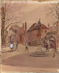 Buy Nora Davison (fl.1881-1900) Watercolour Painting Slough Road Eton Street Scene • 350£