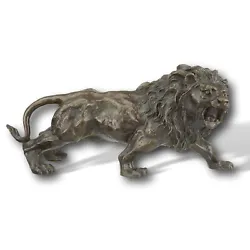 Buy Bronze Figure Lion Big Cat Animal Bronze Sculpture Figure Antique Style 32cm • 344.92£